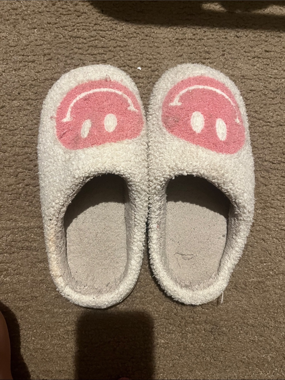 Cozy Pink Smiley Slip-On Slippers